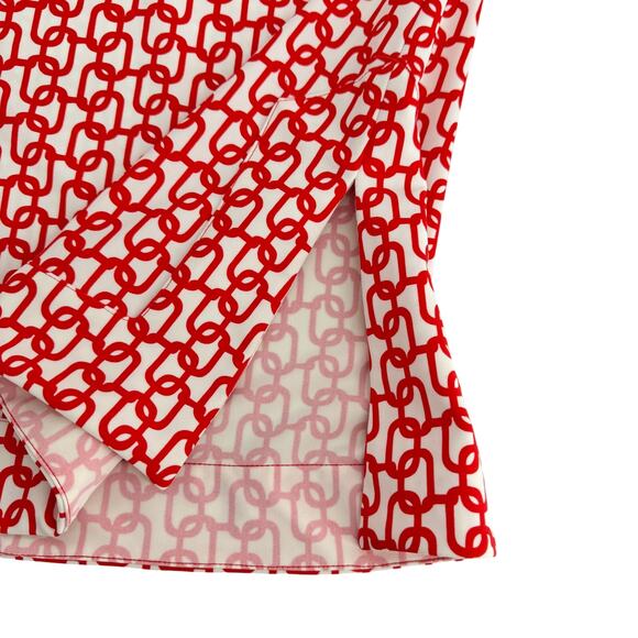 Jude Connally Long Sleeves V-Neck Chain Print Mini Dress Red Kate Dress - Picture 5 of 6